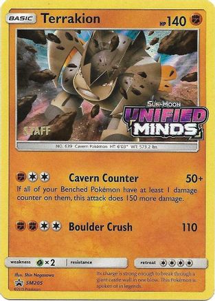 SM Promos  Terrakion - SM205 (Prerelease) [Staff]  - Holofoil - Promo