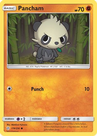 SM  Cosmic Eclipse  119 Pancham  - Reverse Holofoil - Common
