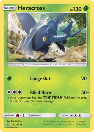 SM  Cosmic Eclipse  009 Heracross  - Reverse Holofoil - Uncommon