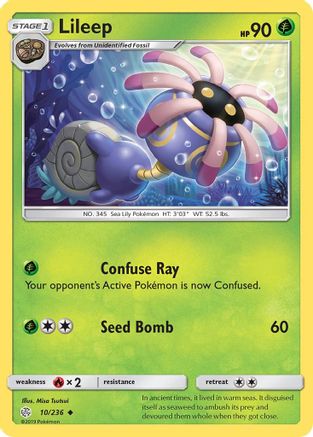 SM  Cosmic Eclipse  010/236 Lileep  - Reverse Holofoil - Uncommon