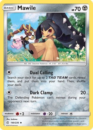 SM  Cosmic Eclipse  140/236 Mawile  - Reverse Holofoil - Uncommon