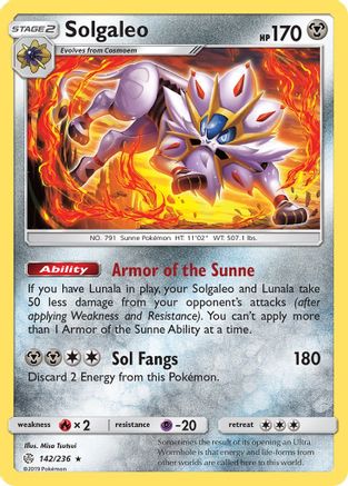 SM  Cosmic Eclipse  142/236 Solgaleo  - Holofoil - Holo Rare