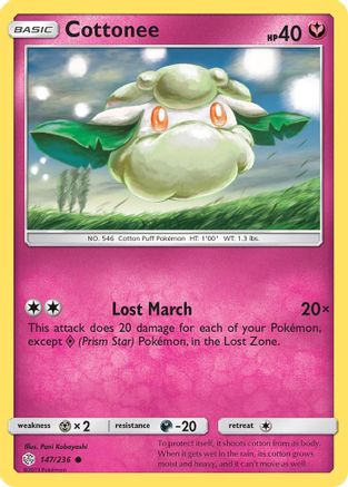 SM  Cosmic Eclipse  147/236 Cottonee  - Reverse Holofoil - Common