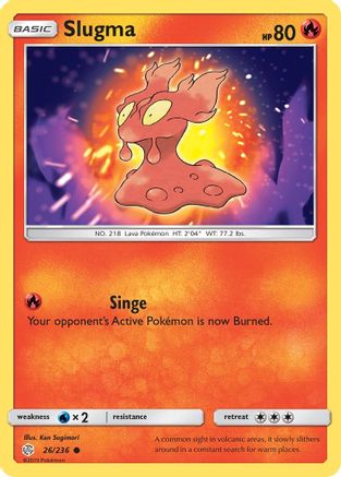 SM  Cosmic Eclipse  026 Slugma  - Reverse Holofoil - Common