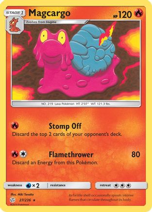 SM  Cosmic Eclipse  027 Magcargo  - Reverse Holofoil - Rare