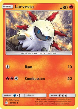 SM  Cosmic Eclipse  034/236 Larvesta  - Uncommon