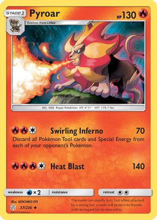 SM  Cosmic Eclipse  037 Pyroar  - Uncommon