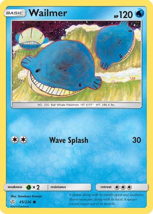 SM  Cosmic Eclipse  045/236 Wailmer  - Reverse Holofoil - Common