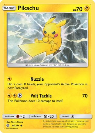 SM  Cosmic Eclipse  066/236 Pikachu  - Reverse Holofoil - Common