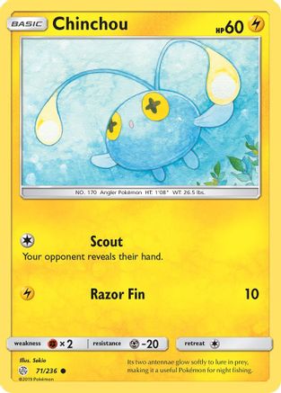 SM  Cosmic Eclipse  071 Chinchou  - Reverse Holofoil - Common