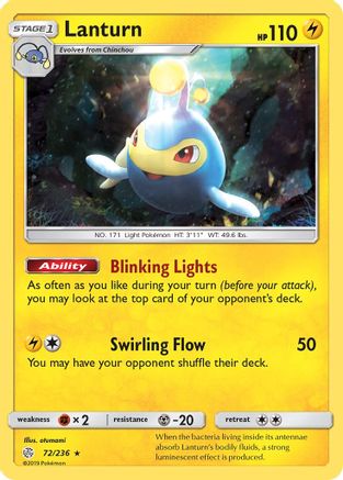 SM  Cosmic Eclipse  072 Lanturn  - Reverse Holofoil - Rare