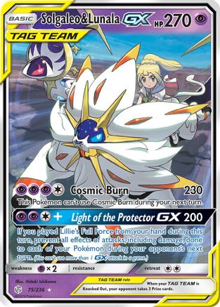 SM  Cosmic Eclipse  075/236 Solgaleo & Lunala GX  - Holofoil - Ultra Rare