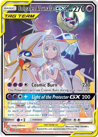 SM  Cosmic Eclipse  216/236 Solgaleo & Lunala GX (Full Art)  - Holofoil - Ultra Rare