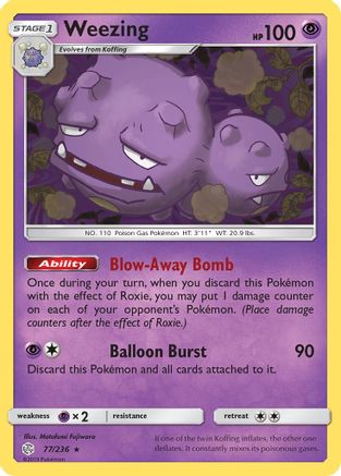 SM  Cosmic Eclipse  077/236 Weezing  - Rare