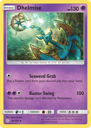 SM  Cosmic Eclipse  098/236 Dhelmise  - Reverse Holofoil - Uncommon