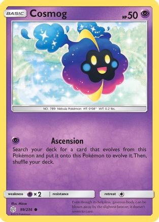 SM  Cosmic Eclipse  099/236 Cosmog  - Reverse Holofoil - Common