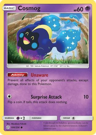 SM  Cosmic Eclipse  100/236 Cosmog  - Reverse Holofoil - Common
