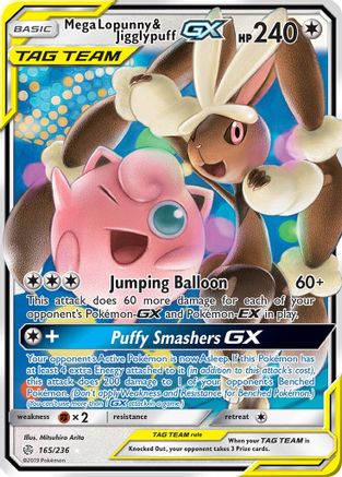 SM  Cosmic Eclipse  165/236 Mega Lopunny & Jigglypuff GX  - Holofoil - Ultra Rare