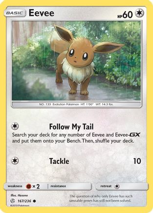 SM  Cosmic Eclipse  167/236 Eevee  - Reverse Holofoil - Common