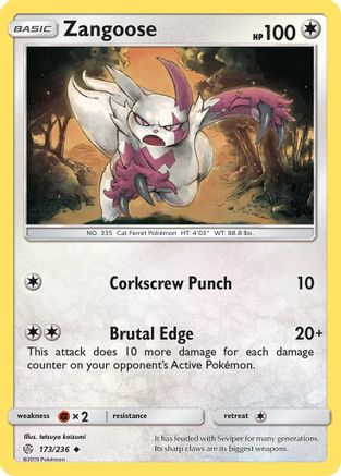 SM  Cosmic Eclipse  173 Zangoose  - Uncommon