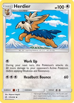 SM  Cosmic Eclipse  175 Herdier  - Reverse Holofoil - Uncommon