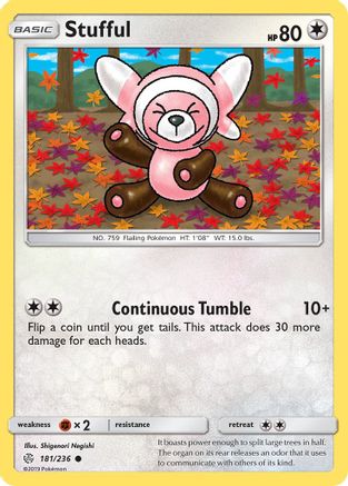 SM  Cosmic Eclipse  181 Stufful  - Reverse Holofoil - Common