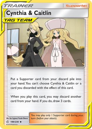 SM  Cosmic Eclipse  189/236 Cynthia & Caitlin  - Reverse Holofoil - Uncommon