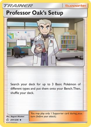 SM  Cosmic Eclipse  201/236 Professor Oak's Setup  - Reverse Holofoil - Uncommon