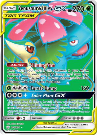 SM  Cosmic Eclipse  210 Venusaur & Snivy GX (Full Art)  - Holofoil - Ultra Rare