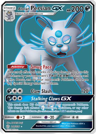 SM  Cosmic Eclipse  219 Alolan Persian GX (Full Art)  - Holofoil - Ultra Rare