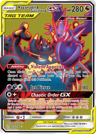 SM  Cosmic Eclipse  223 Naganadel & Guzzlord GX (Full Art)  - Holofoil - Ultra Rare