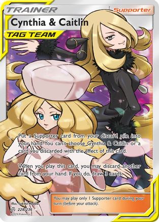 SM  Cosmic Eclipse  228 Cynthia & Caitlin (Full Art)  - Holofoil - Ultra Rare