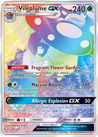 SM  Cosmic Eclipse  250/236 Vileplume GX (Secret)  - Holofoil - Secret Rare