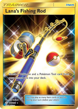 SM  Cosmic Eclipse  266 Lana's Fishing Rod (Secret)  - Holofoil - Secret Rare
