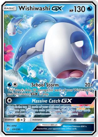 SM  Cosmic Eclipse  063/236 Wishiwashi GX  - Holofoil - Ultra Rare