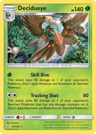 SM  Cosmic Eclipse  020/236 Decidueye  - Reverse Holofoil - Holo Rare