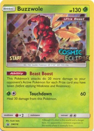 SM Promos  Buzzwole - SM218 (Prerelease) [Staff]  - Holofoil - Promo