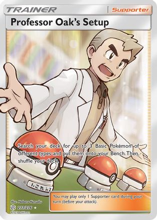 SM  Cosmic Eclipse  233 Professor Oak's Setup (Full Art)  - Holofoil - Ultra Rare
