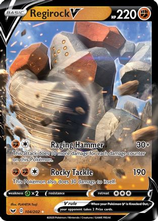 SWSH01 Sword & Shield Base Set  104/202 Regirock V  - Holofoil - Ultra Rare