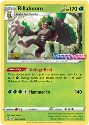 SWSH Sword & Shield Promo Cards  Rillaboom - SWSH006 (Prerelease) [Staff]  - Holofoil - Promo