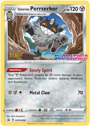 SWSH Sword & Shield Promo Cards  Galarian Perrserker - SWSH008 (Prerelease) [Staff]  - Holofoil - Promo