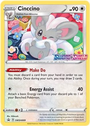 SWSH Sword & Shield Promo Cards  SWSH009 Cinccino  - Holofoil - Promo
