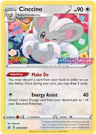 SWSH Sword & Shield Promo Cards  Cinccino - SWSH009 (Prerelease) [Staff]  - Holofoil - Promo