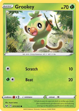 SWSH01 Sword & Shield Base Set  011/202 Grookey (011)  - Common