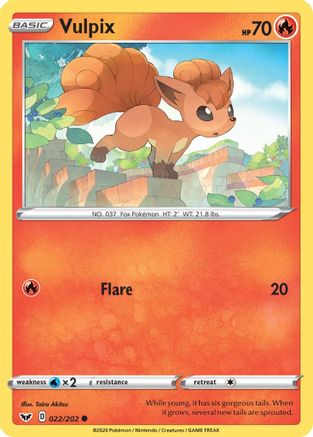 SWSH01 Sword & Shield Base Set  022/202 Vulpix  - Reverse Holofoil - Common
