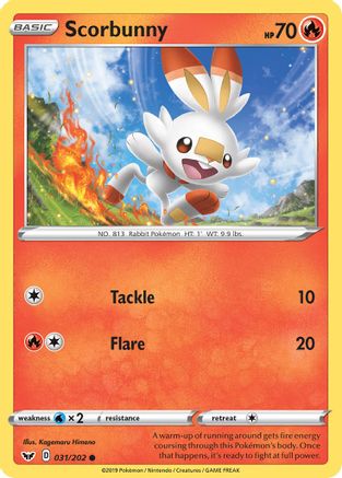 SWSH01 Sword & Shield Base Set  031/202 Scorbunny (031)  - Reverse Holofoil - Common