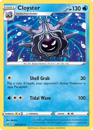 SWSH01 Sword & Shield Base Set  041/202 Cloyster  - Rare
