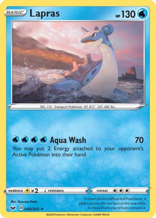 SWSH01 Sword & Shield Base Set  048/202 Lapras  - Rare
