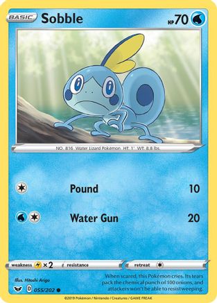 SWSH01 Sword & Shield Base Set  055/202 Sobble (055)  - Reverse Holofoil - Common