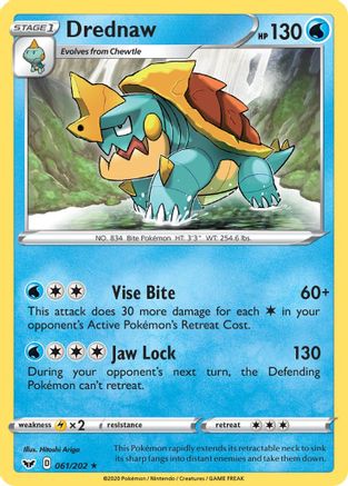 SWSH01 Sword & Shield Base Set  061/202 Drednaw  - Rare